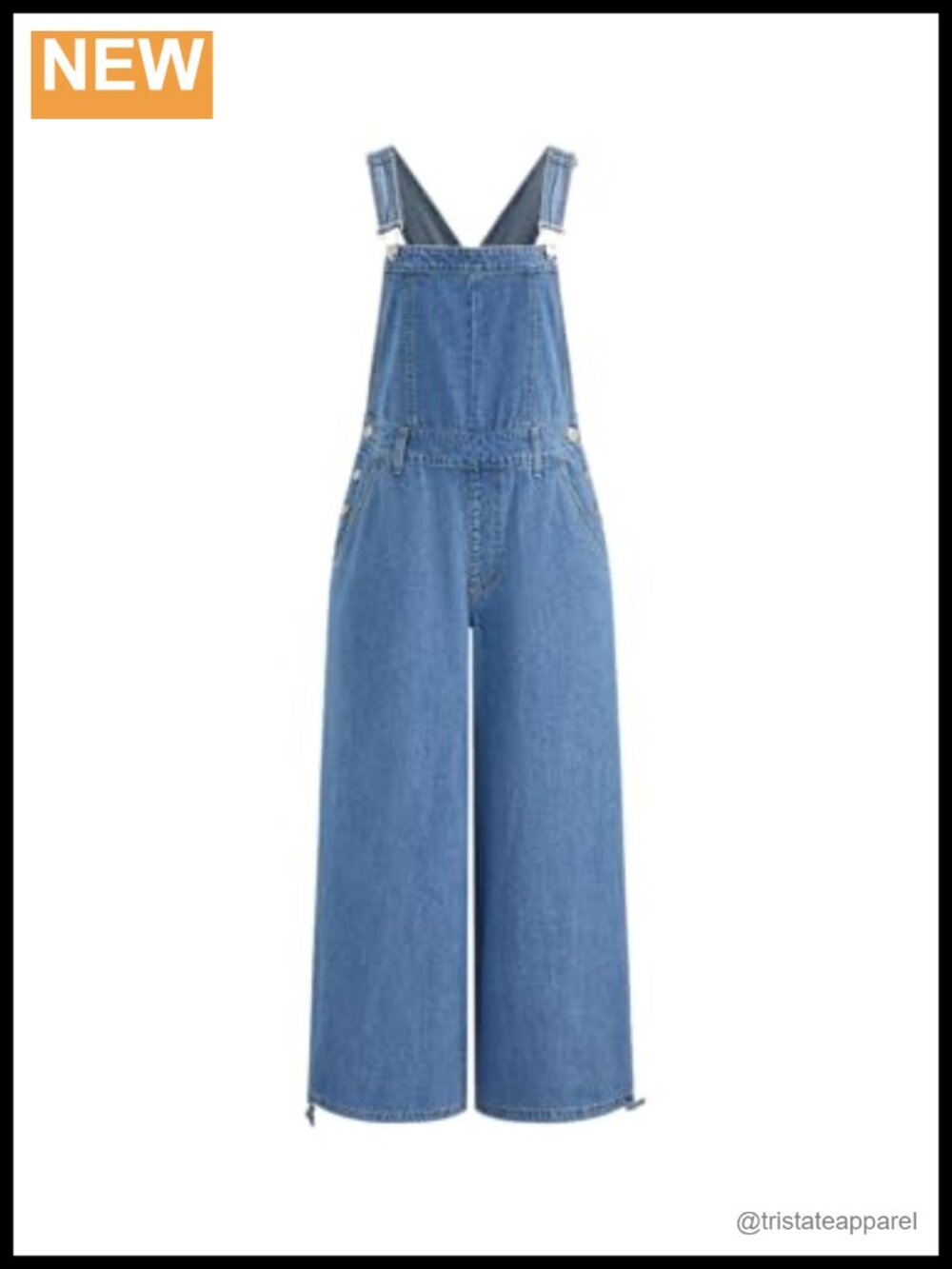 CIDER Women's Bib Overalls Denim Wide Leg Jumpsuit Adjustable Straps